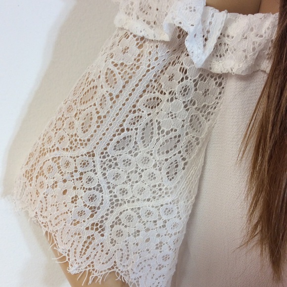 PLUS WHITE CHIFFON OFF SHOULDER TOP - Picture 7 of 8